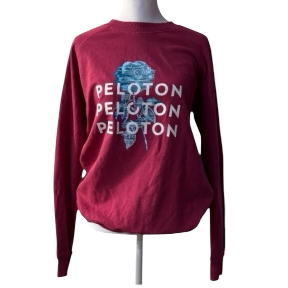 Peloton Everyday Oversized Crewneck Sweatshirt Pink Graphic Athleisure XS NWT